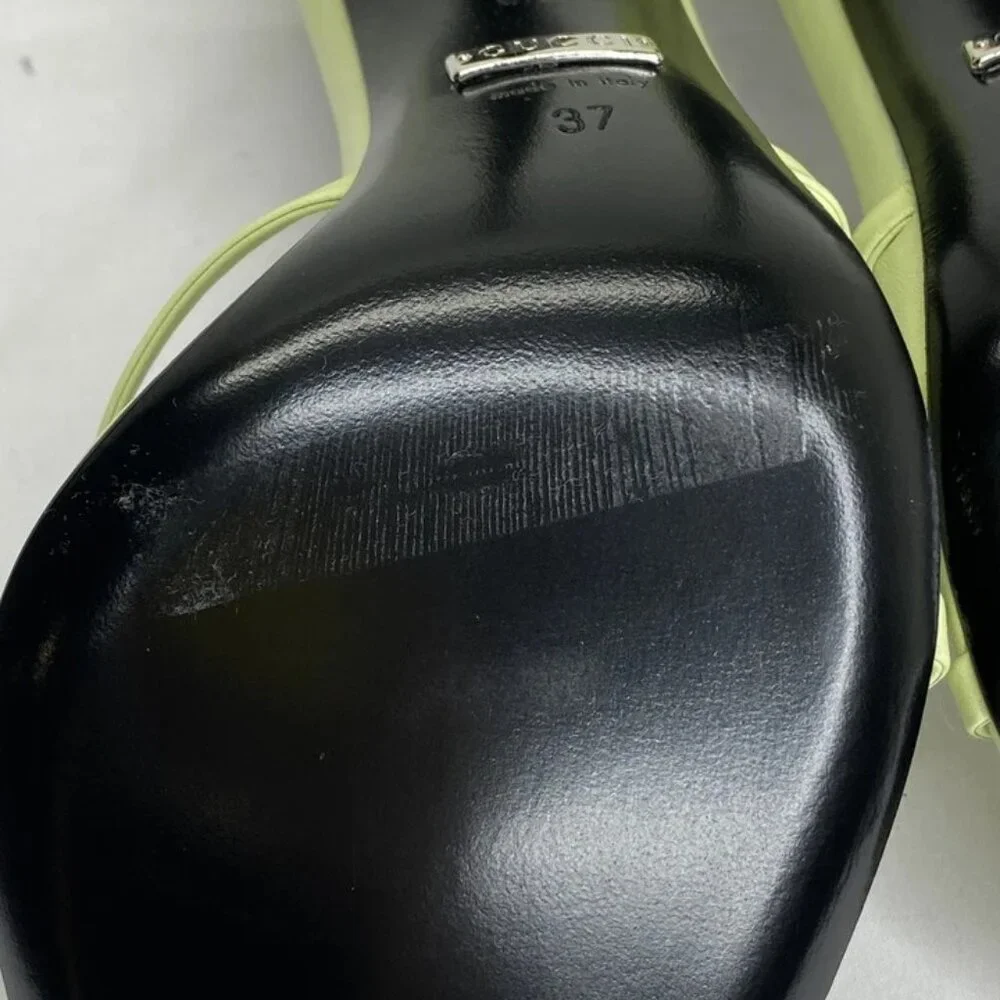 Gucci Womens Sandals Pistachio Green Size 7 Charlotte Nappa GG Buckle Heeled - Picture 2 of 13